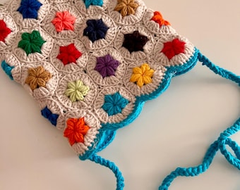 Handgemachte gehäkelte Handytasche, Boho Crossbody Geldbörse
