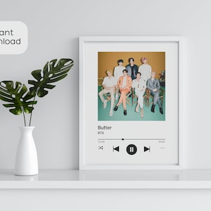 BTS Butter Music Player | Instant Download Printable Wall Art | Aesthetic KPop Gift | Bedroom or Office Decor | Spotify Song Album