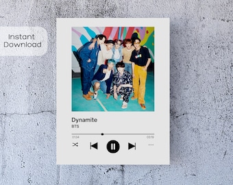 BTS Dynamite Music Player Instant Download Printable Wall Art Aesthetic  KPop Gift Bedroom or Office Decor Spotify Song Album