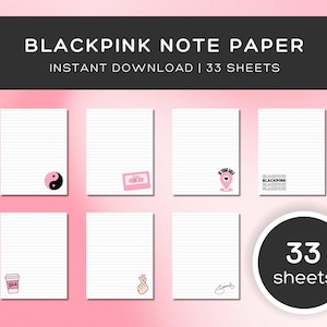 Blackpink Digital Note Paper Pack | 30 Pages | Instant Download, Use as Printable or Goodnotes iPad Template | Jennie Lisa Jisoo Rose