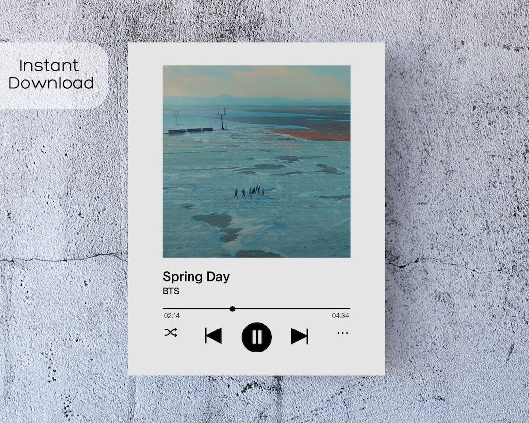 BTS Spring Day Music Player Instant Download Printable Wall Art Aesthetic Kpop Gift Bedroom or