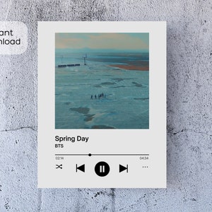 BTS Spring Day Music Player | Instant Download Printable Wall Art | Aesthetic KPop Gift | Bedroom or Office Decor | Spotify Song Album