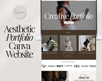 Ästhetische Canva Website Vorlage | Portfolio Website Template | Social Media Website | Portfolio-Vorlage | Website Template