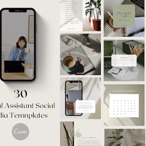 Virtual Assistant Instagram Templates | VA Instagram Template | VA Social Media Posts| Remote Worker Template| VA Canva Template | Canva