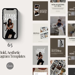 Puede incluir: Un conjunto de 65 plantillas de Instagram para crear mood boards. Las plantillas presentan una variedad de dise&ntilde;os, que incluyen superposiciones de texto, im&aacute;genes y paletas de colores. Las plantillas est&aacute;n dise&ntilde;adas para ayudar a los usuarios a crear contenido visualmente atractivo e interesante para sus redes sociales.
