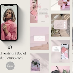 Pink Instagram Templates: Virtual Assistant Social Media (Canva)