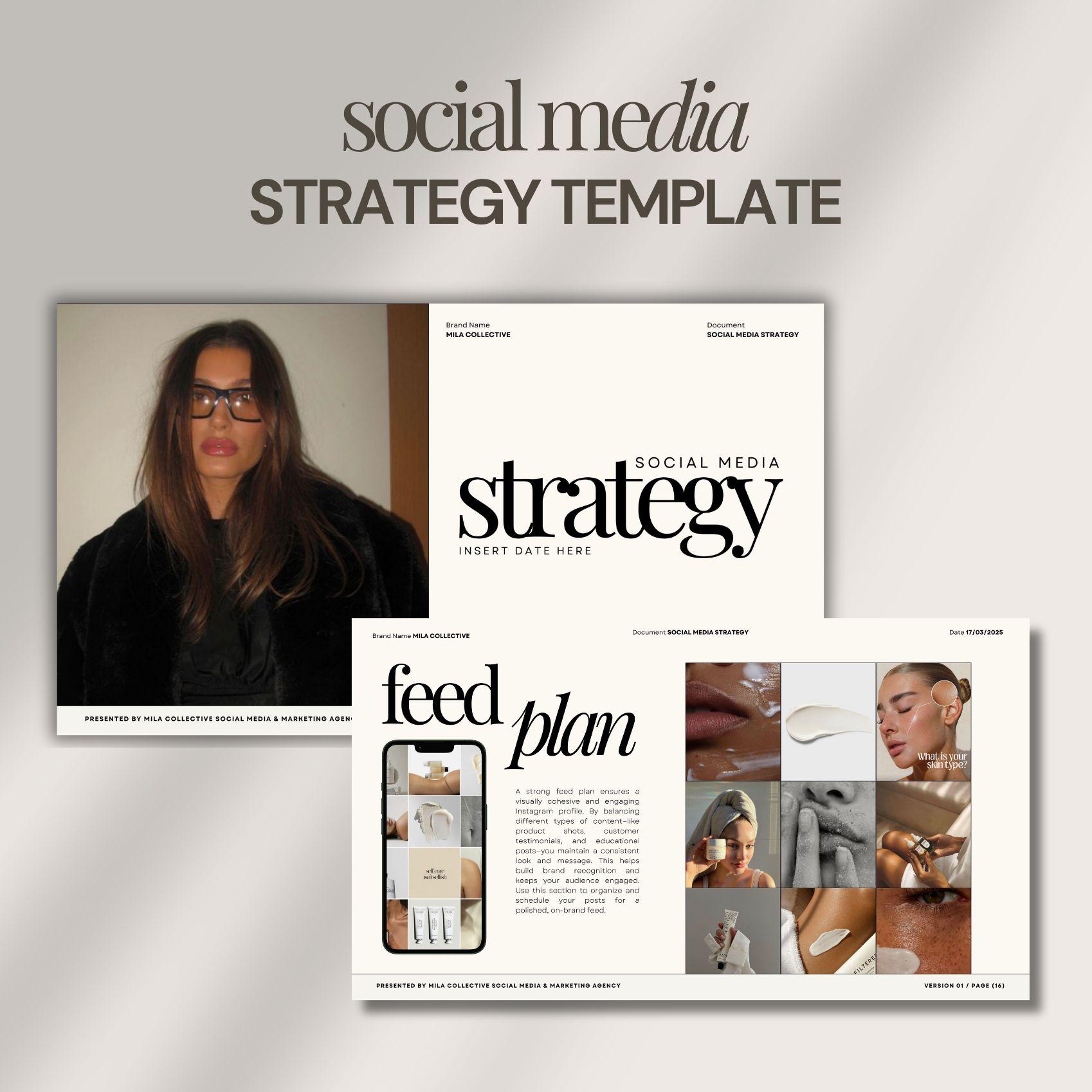 Social Media Strategy Template | Social Media Manager Strategy Template | Aesthetic Strategy Template | Customisable Canva Strategy Template