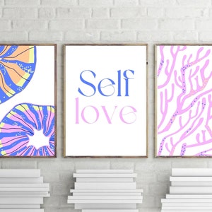 Modern Abstract Wall Art, Quote Prints Set Of 3, Positive Self Care Poster, Aesthetic Poster, Retro Wall Art, Digital Download Print