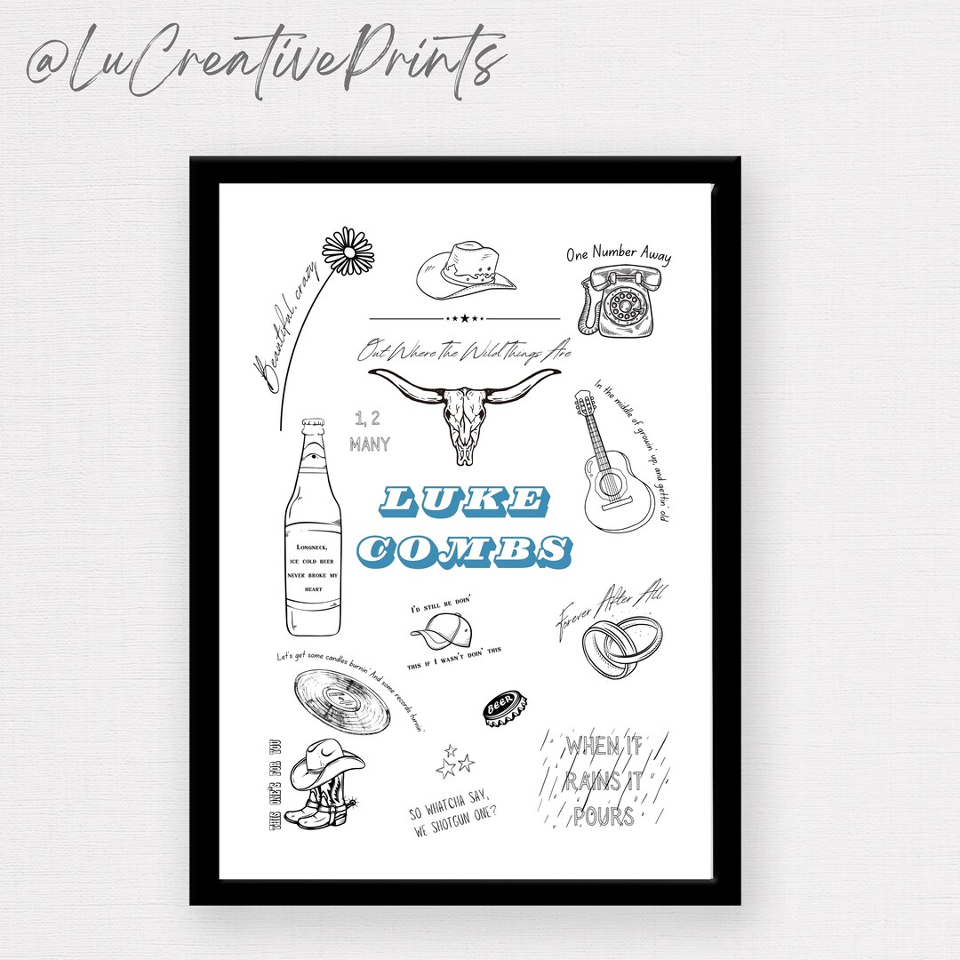 Luke Combs Wall Art, Luke Combs, Luke Combs Art, Luke Combs Prints ...