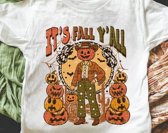 It's Fall Y'all Pumpkins Png-Western Fall Png, Vintage Halloween Pumpkin Png, Fall Pumpkin Png, Retro Fall Autumn Sublimation, Fall Girl Png