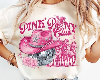 Pink Pony Club PNG, Pink Western Cowgirl Png Sublimation Design Download, Cute Trendy Girly Aesthetic Png, Disco Ball Png, Rodeo Png,
