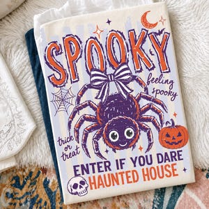Preppy Spooky Halloween PNG, Striped Haunted House Png, Funny Halloween Png, Spooky Summer Png, Coquette Pumpkin Png, Digital Download image 3