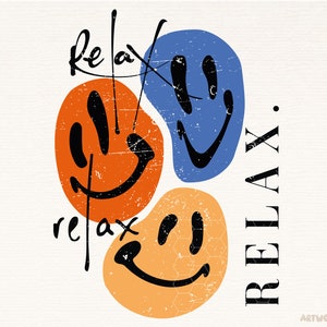 Relax Smiley Png, Trendy Png, Retro Sublimations, Designs Sublimations, Png for Hoodie , Clipart, Shirt Design Sublimation, Digital Download