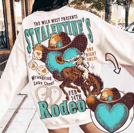 St. Valentine's Wild West Rodeo Png Vintage Western Cowboy Valentines Png Design Wrangling Love Cheer Western Valentines Png Turquoise Png