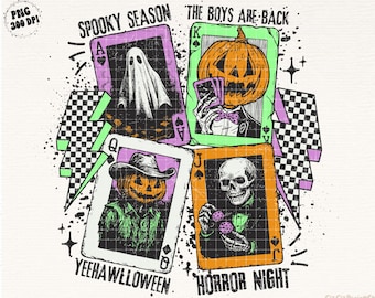 Western Halloween Spooky Skeleton Cowboy Png, Western Halloween Png, Retro Halloween Png, Spooky Season Png, Halloween Pumpkin Ace Cards Png
