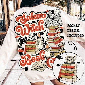 Salem Witch Book Club PNG, Trendy Halloween Png Sublimation Digital Design Download, skeleton png, spooky season png, witch png, fall png,
