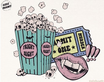 Horror Movies and Chill Fright Night PNG Sublimation Design, Halloween Png, Digital Download, Spooky Season, Halloween Shirt png, Trendy png