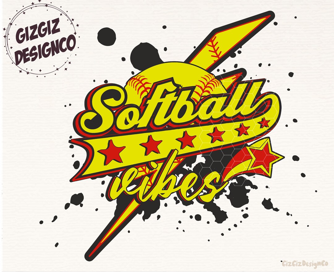 Softball Lightning Bolt Retro PNG, Softball PNG Digital, Game Day
