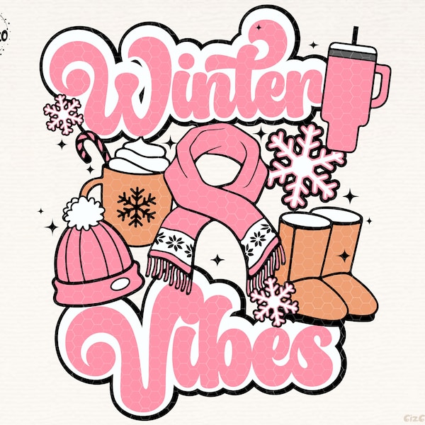 Winter Vibes PNG, Sublimation Design, Winter Sublimation, Christmas png, Retro png, Winter png, Trendy Winter png, Trendy design, Preppy png