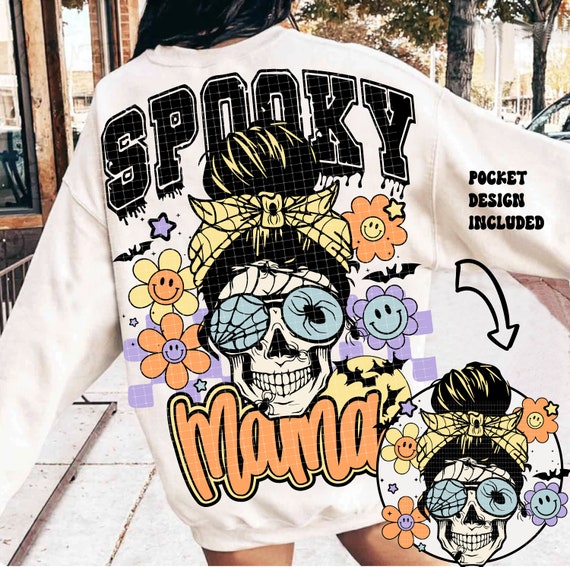Spooky Mama Png, Trendy Halloween PNG, Halloween Shirt Sublimation Design, Trick Or Treat, Retro Halloween Png, Spooky Season, Skeleton Png