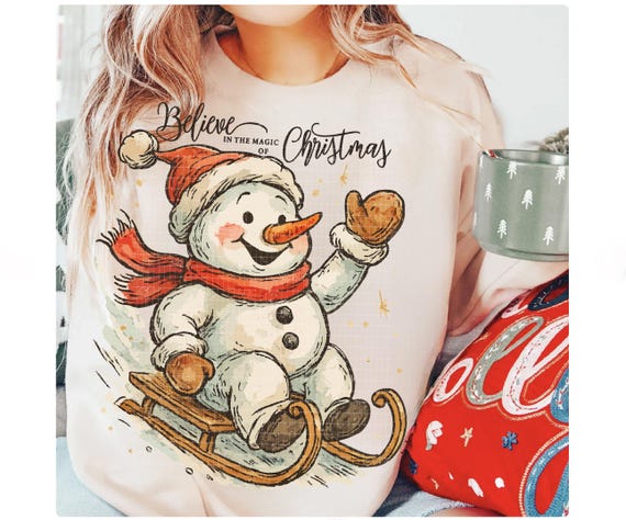 Funny Santa's Sleigh Christmas PNG, Funny Christmas Png, Snowman Png, Believe in the magic of Christmas Png, Merry Christmas, Girly Png