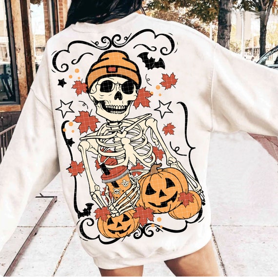 Halloween Skeleton PNG Sublimation Designs, Funny Halloween Png, Trendy Fall Png, Pumpkin Spice Latte, Pumpkin Png, Fall Shirt Png, Fall Png
