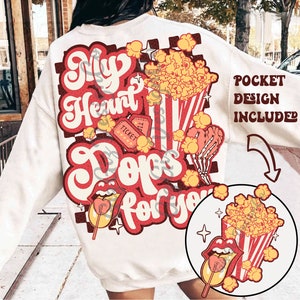 My Heart Pops For You Png, Zabawny projekt sublimacji na Walentynki, Różowe Walentynki Png, Słodkie Walentynki Png, Pobieranie cyfrowe, Retro png