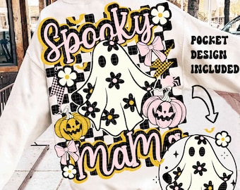 Cute Spooky Mama Halloween Png Sublimation Design, Instant Download, Spooky Season Png, Floral Png, Halloween Shirt Png, Fall Png, Ghost Png