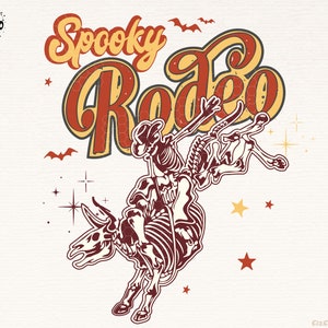 Spooky Rodeo Png | Vintage Halloween Rodeo Png | Western Halloween Spooky Cowboy png | Western Halloween Png | Halloween png | Skeleton Png