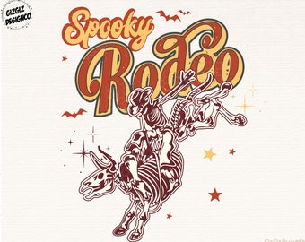 Spooky Rodeo Png | Vintage Halloween Rodeo Png | Western Halloween Spooky Cowboy png | Western Halloween Png | Halloween png | Skeleton Png