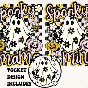 Trendig Mama Mini Halloween-tröja png sublimeringsdesign, läskig säsong png, pumpa png, söt blommig spöke png, höst png, Halloween png bild 2
