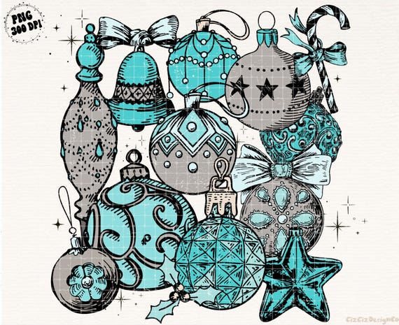 Concho Western Christmas Balls Png, Turquoise Christmas Sublimation Design, Western Holiday Design, Western Christmas PNG, Coquette Bow Png