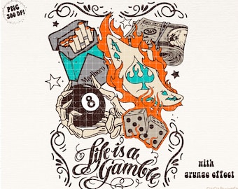 Życie to hazard Png, Hazardzista, Karta asów Png, Turkusowy Png, Retro Western Country Png Design Sublimacja, 8 kul, Kostki, Muszla, Szczęściarz