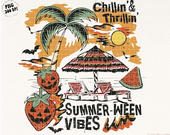 Summerween Png, Halloween in Summer Sublimation PNG Design, Spooky Summer Png, Boho Summer Halloween Png, Halloween Pumpkin Png, Retro Png