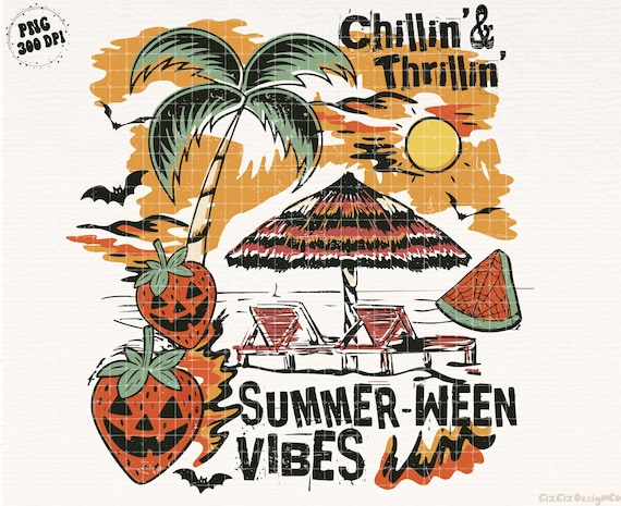 Summerween Png, Halloween in Summer Sublimation PNG Design, Spooky Summer Png, Boho Summer Halloween Png, Halloween Pumpkin Png, Retro Png