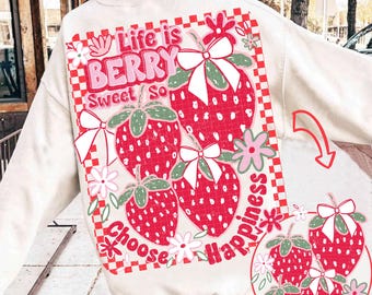 Life is Berry Sweet Strawberry Png, Coquette Strawberry Png, Vintage Strawberry Png, Strawberry Bow Png, Cute Summer Png, Trendy Png Designs