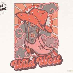 Western Png, Wild West Png, Cowgirl Png, Desert Png, Retro Western Png, Groovy Png, Boho Png, Cowgirl Sublimation, Trendy, Digital Download