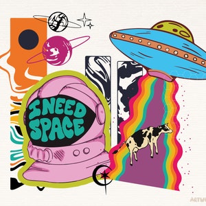 Necesito astronauta espacial cósmico colorido PNG diseño sublimación descarga digital, PNG Clipart, diseño de camisa para niños, astronauta espacial Png