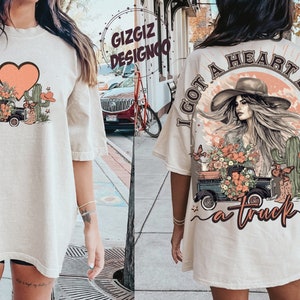 Heart Like A Truck Png Western Sunset Cowgirl Western Shirt - Etsy