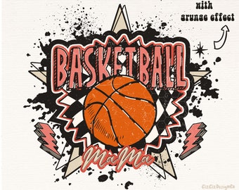 Basketball Mama Png Design, Groovy Basketball Sublimation Designs Downloads, Basketball Mom Png, Retro Splash effect mama png, Game Day Png