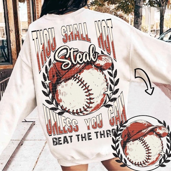 Thou Shall Not Steal Funny Baseball PNG Design, Retro Baseball Sublimation File,  Baseball Humor Png, Baseball Shirt, Sport Clipart for Fans