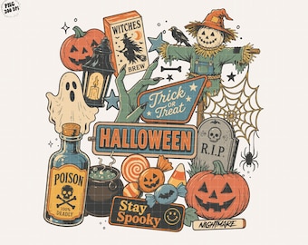 Retro Halloween Collage Png, Treaty Oak Png, Halloween Coquette Png, Spooky Scarecrow Png, Halloween Png, Spooky Png, Instant Download