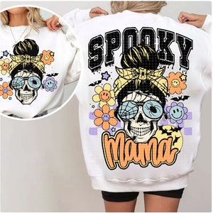 Spooky Mama Png, Trendy Halloween PNG, Halloween Shirt Sublimation Design, Trick Or Treat, Retro Halloween Png, Spooky Season, Skeleton Png image 3