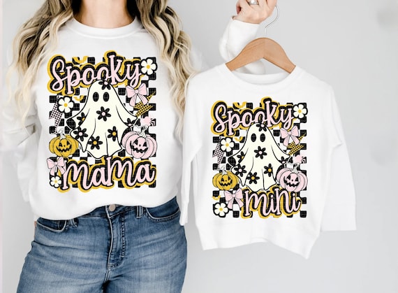 Trendy Mama Mini Halloween Shirt Png Sublimation Design, Spooky Season Png, Pumpkin Png, Cute Floral Ghost Png, Fall Png, Halloween Png