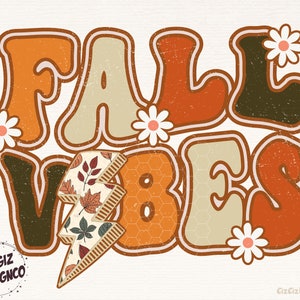 Fall Vibes PNG, Fall PNG, Halloween PNG, Lightning Bolt Png, Retro Fall Png, vintage, Pumpkin Season, Instant Download, Sublimation Design