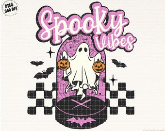Spooky Vibes PNG-Halloween Sublimation Digital Design Download,Retro Halloween Png, Ghost Png, Pumpkin Png, Fall Png, Trendy Png, Horror Png