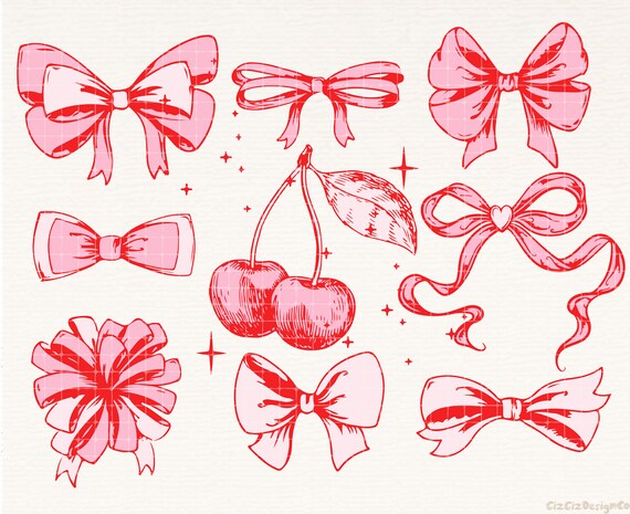 Trendy Cherry Png, Pink Bow, Aesthetic Png, Ribbon, Girly Png, Girl Era png, Valentine png, Vday png, Social Club png, Coquette shirt design