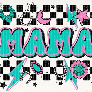 Turquoise Mama Png, Mama Png, Mother's Day Png, Turquoise Jewelry, Checkered, Lightning Bolt, Preppy Png, Western Mama Png, Mom Sublimation