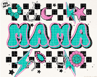 Turquoise Mama Png, Mama Png, Mother's Day Png, Turquoise Jewelry, Checkered, Lightning Bolt, Preppy Png, Western Mama Png, Mom Sublimation