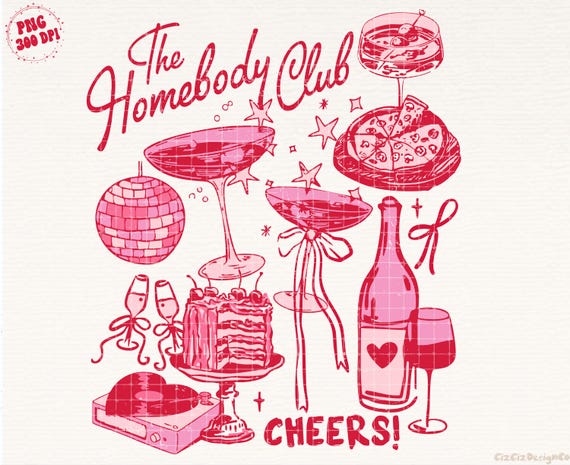 Homebody Club Png, Girl Social Club Png, Cocktail Club Png, Coquette Aesthetic Png, Retro Disco Ball Png, VSCO, Margarita Png, Girlhood Png